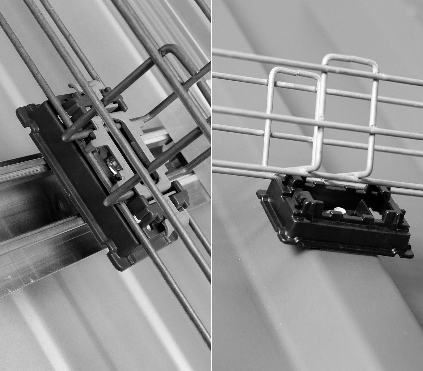 PVX Minimount auf PV-Montageschienen und auf Trapezblech fixiert