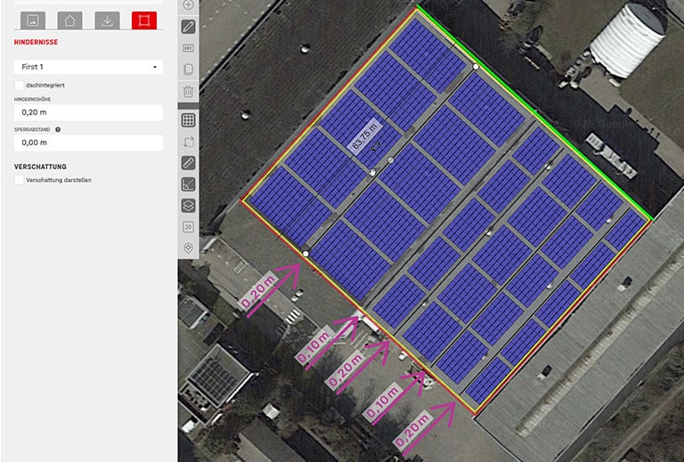 Screenshot K2 Base mit Markeirung Firste und Traufen