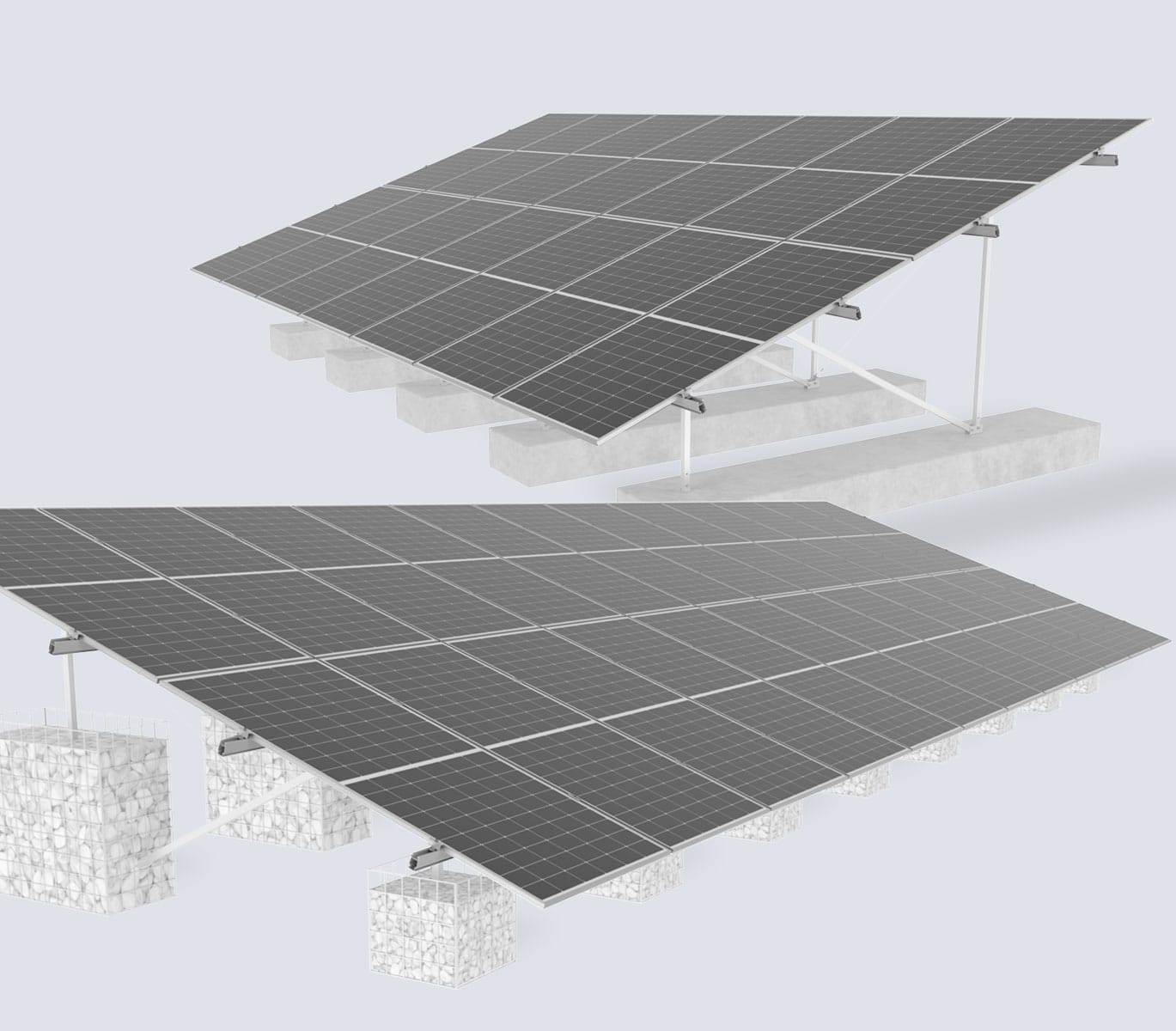 Illurtration der N-Rack Top Kits für PV-Freiflächen-Anlagen