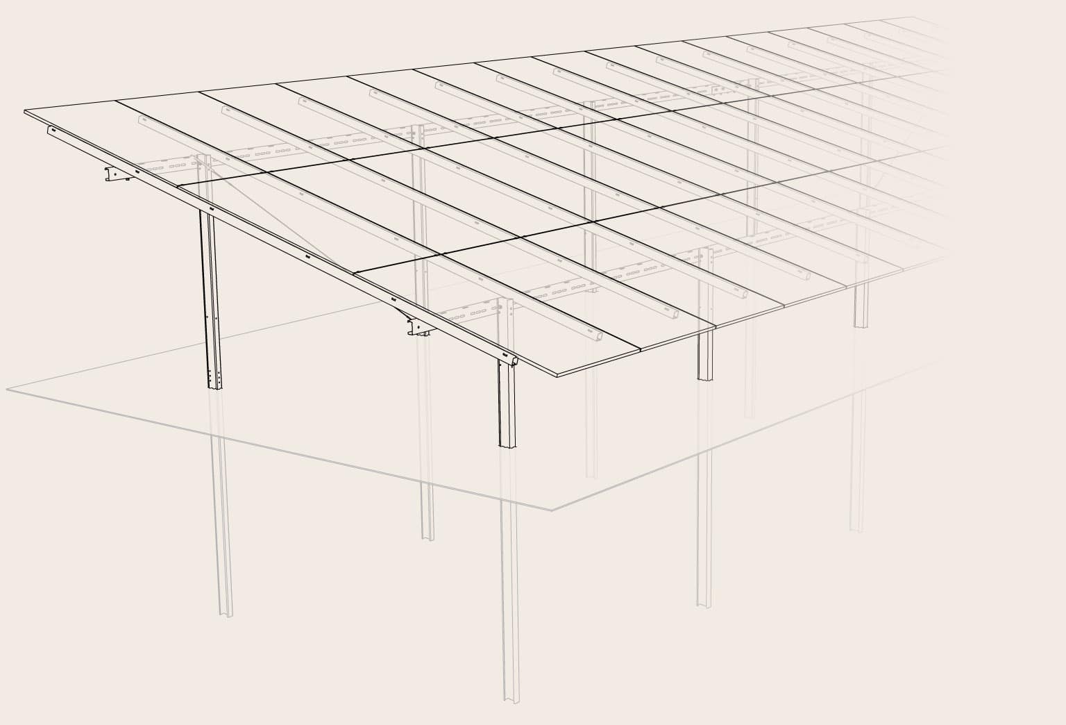 Perspective of the Pi-Rack support structure with modules