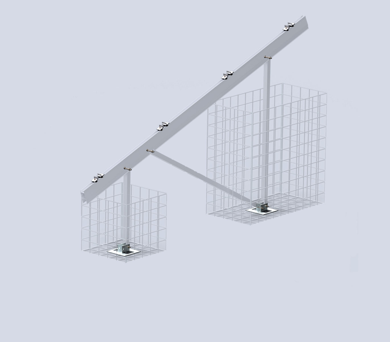 N-Rack Base Kit Stütze mit Anbindung an Gabionen